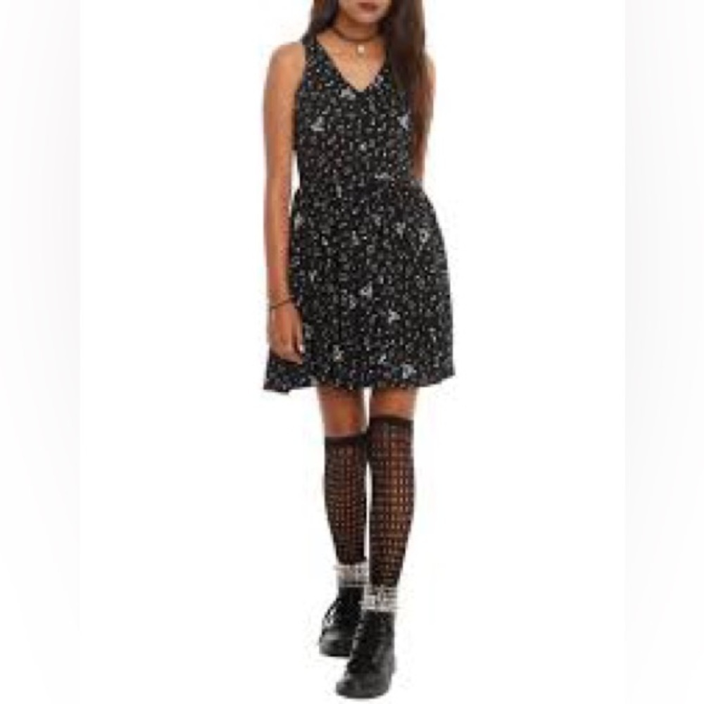Hot Topic Music Notes Mini Black Dress Grunch Gothic Witchy - Picture 1 of 7